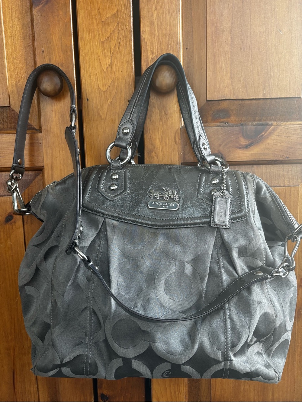 Coach Black and Charcoal Signature Shoulder Bag